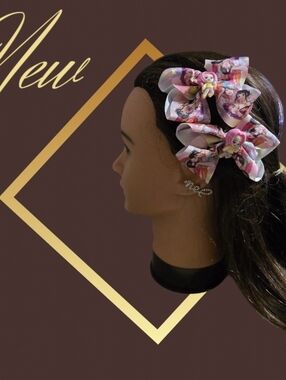 K-pop Pink Character Bow Hair Clips - Set of 2